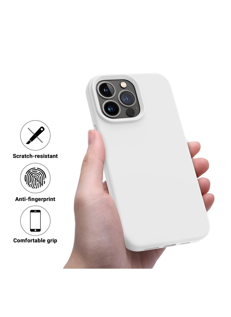 Generic - Compatible with iPhone 14 Pro (6.1 Inch) Case, Liquid Silicone Case, Full Body Protective Cover, Shockproof, Slim Phone Case, Anti-Scratch Soft Microfiber Lining (White) - Image 1