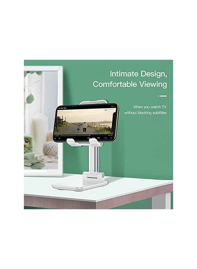 PROMASS Cell Phone Stand, Foldable Portable Phone Stand Phone Holder for Desk, Desktop Tablet Stand Compatible with Smartphone, iPad, and tablets (White) - Image 4