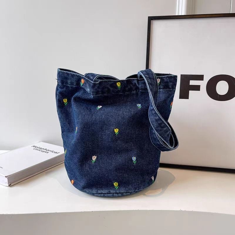 Japanese Denim Print Bucket Bag 2026 New - Image 3