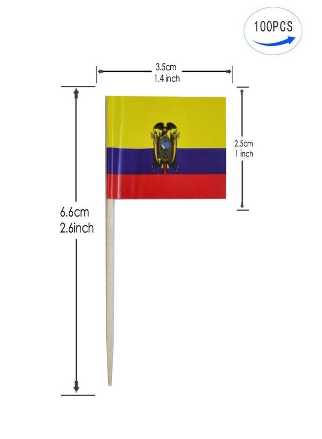 JAVD CYPS 100 Pcs Ecuador Flag Ecuadorian Toothpick Flags, Small Mini Stick Cupcake Toppers Ecuador Flags,Country Picks Party Decoration Celebration Cocktail Food Bar Cake Flags - Image 3