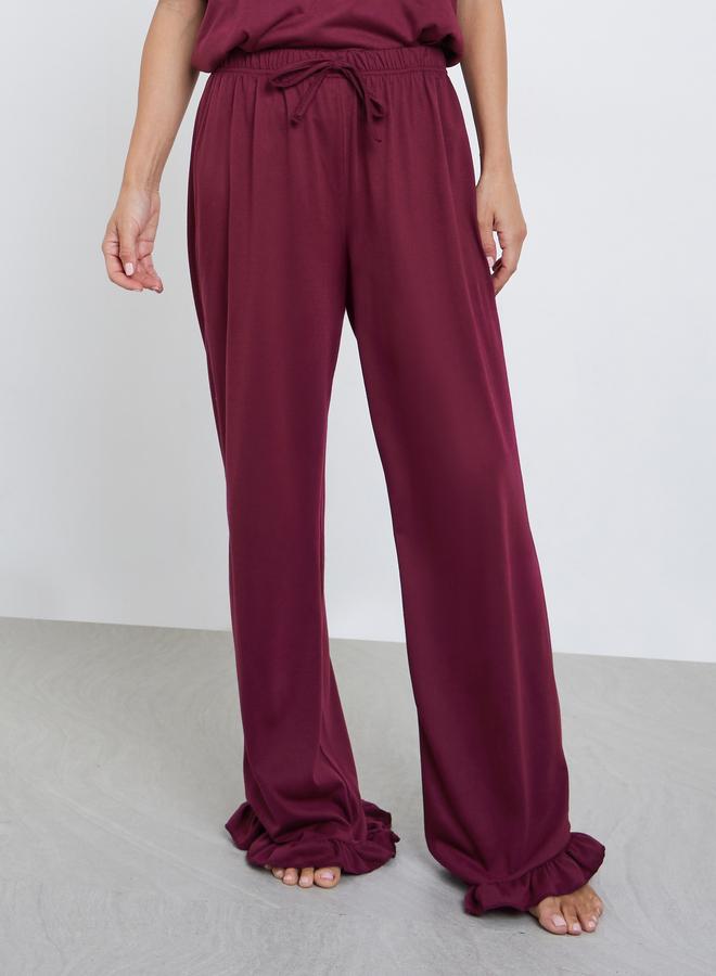 Styli Weekend Plans Slogan T-Shirt and Ruffle Hem Pyjama Set - Image 5