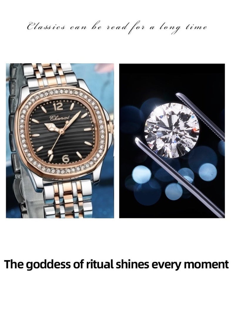 Chenxi Women’s Quartz Wrist Watch with Luxury Diamond-Studded Design, Water Resistant, Scratch-Resistant Glass, Stainless Steel Strap with Elegant Box - Image 4