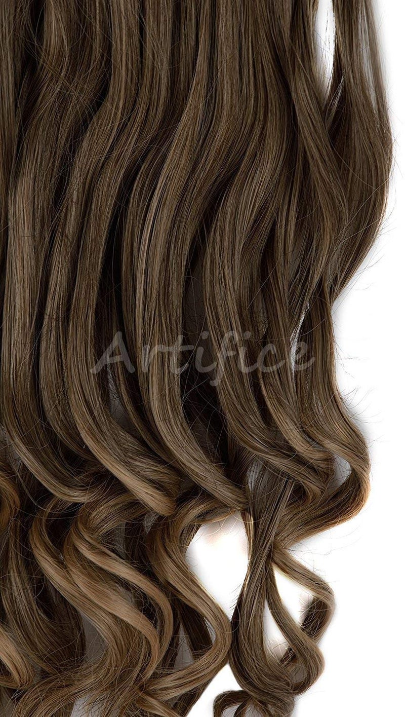 Artifice 5 Clips 26inch CurlyWavy Hair Extension for Hair StylingBiscuit Dark Brown Ombre Balayage - Image 2