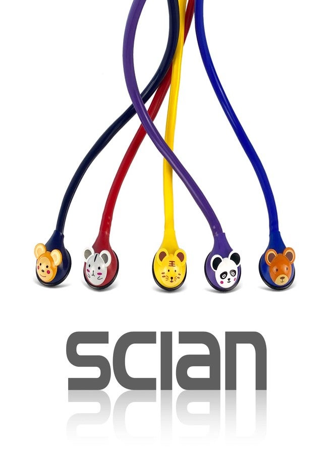 SCIAN Real Working Stethoscope - 5 Interchangeable Cartoon Heads, Professional Quality for Doctors, Nurses, Clinicians and Home Use with Multiple Colors(Purple) - Image 4