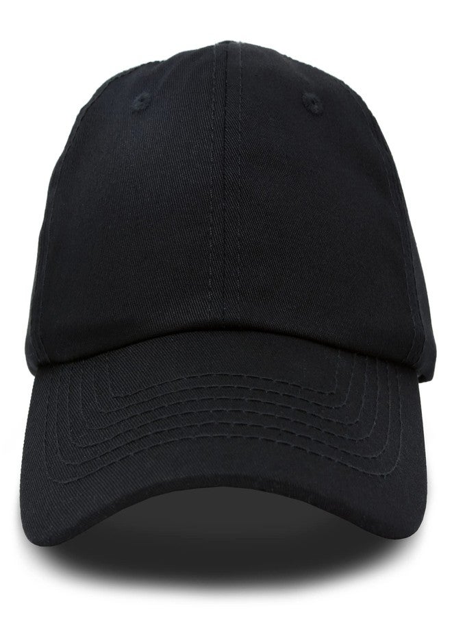DALIX Unisex Youth Childrens Cotton Cap Adjustable Plain Hat - Unstructured (Black) - Image 4