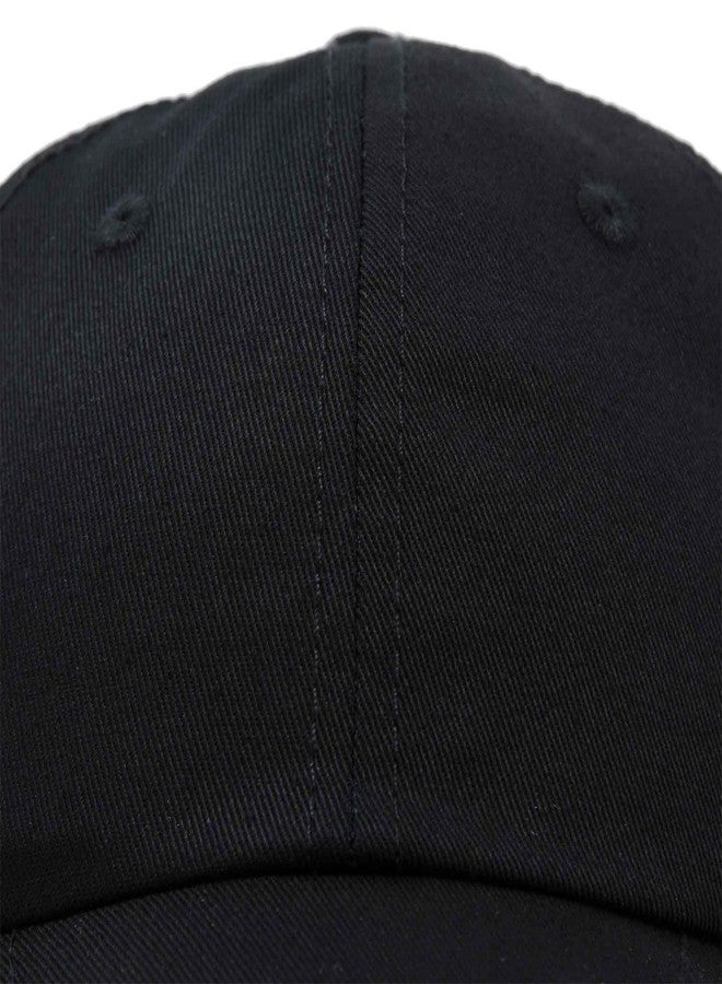 DALIX Unisex Youth Childrens Cotton Cap Adjustable Plain Hat - Unstructured (Black) - Image 2