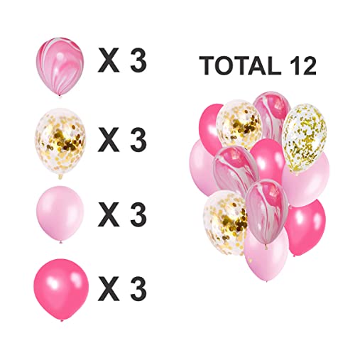 Crackles Rubber Pink Marble Balloons Set With Confetti Balloons For Birthday, Anniversary, Weddings, Engagement, House Warming Decoration|Party Balloons (Marble Balloons-Pink Pack Of 12) - Image 5