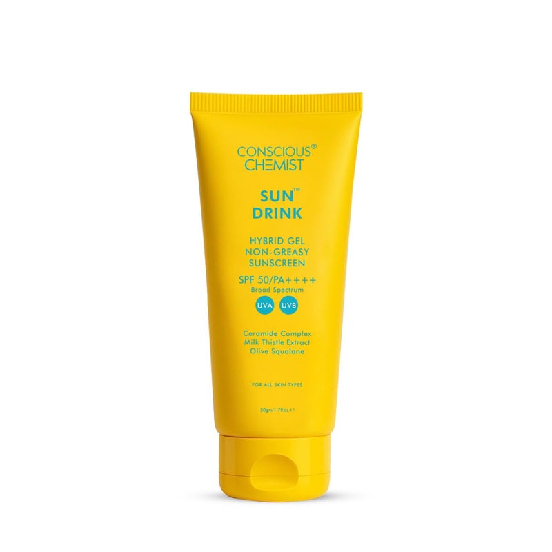 Conscious Chemist Dewy Ceramide Sunscreen SPF 50 PA For Oily Skin UVAUVB Blue Light Protection FragranceFree For Men Women All Skin Type Sun Drink 50g - Image 1