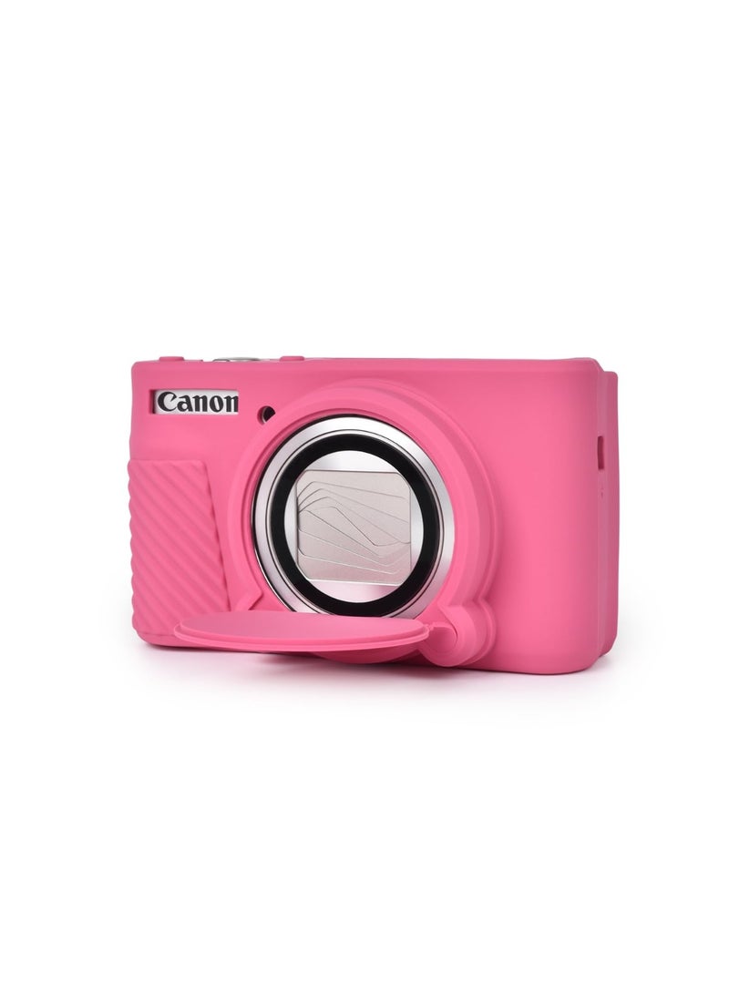 كانون PowerShot SX740 SX730 HS كاميرا سيليكون حالة لينة وخفيفة الوزن مع غطاء العدسة القابلة للإزالة ، تنطبق على sx740 / SX730 HS الملحقات ( روز الأحمر ) - Image 4