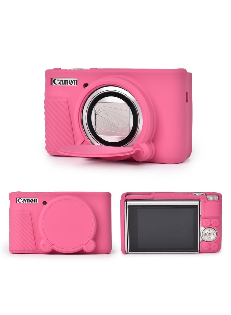 كانون PowerShot SX740 SX730 HS كاميرا سيليكون حالة لينة وخفيفة الوزن مع غطاء العدسة القابلة للإزالة ، تنطبق على sx740 / SX730 HS الملحقات ( روز الأحمر ) - Image 1