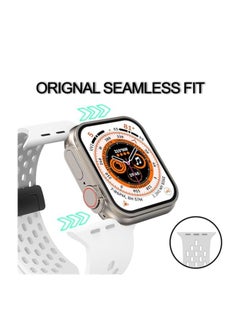 ten.tech TenTech Breathable Silicone Sports Watch Band with Magnetic Clasp for Apple Watch Ultra/Ultra 2, Size 49mm 45mm 44mm 42, Soft Band for iWatch Series 9/8/7/6/5/4/3/2 /1/SE – white  - Image 3