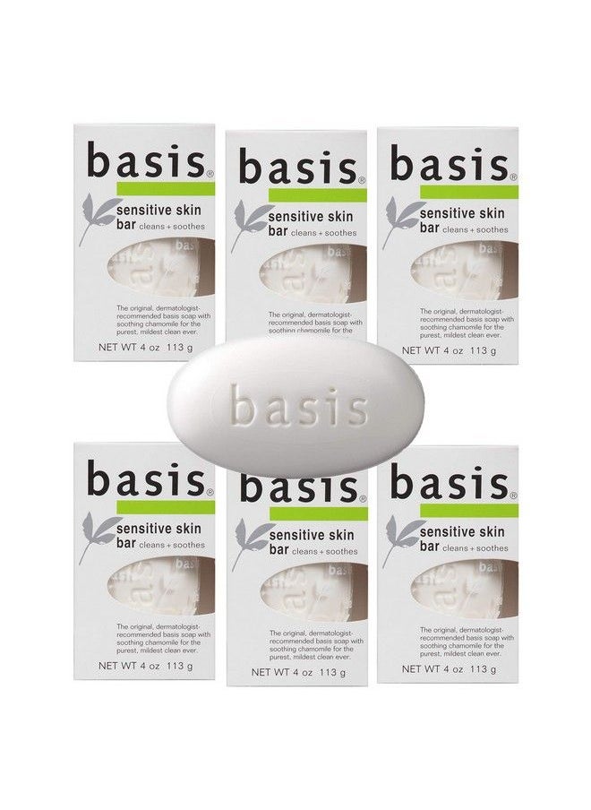 Basis - Sensitive Skin Bar Soap Cleans And Soothes With Chamomile And Aloe Vera Use As Body Wash Or Hand Soap Pack Of 6 - Image 1