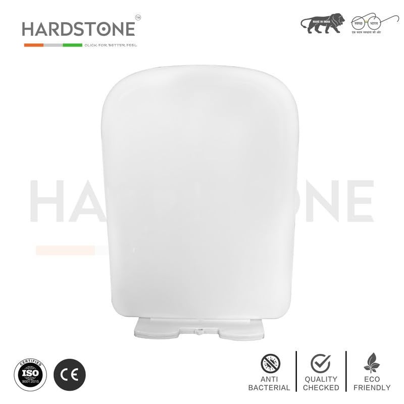 Hard Stone Plastic Toilet Seat Cover with Soft Closer Mechanism- Rectangular Commode Seat Cover – with Sleek Design & Easy Installation with Installation Kit (46cm x 35cm, White) - Image 2