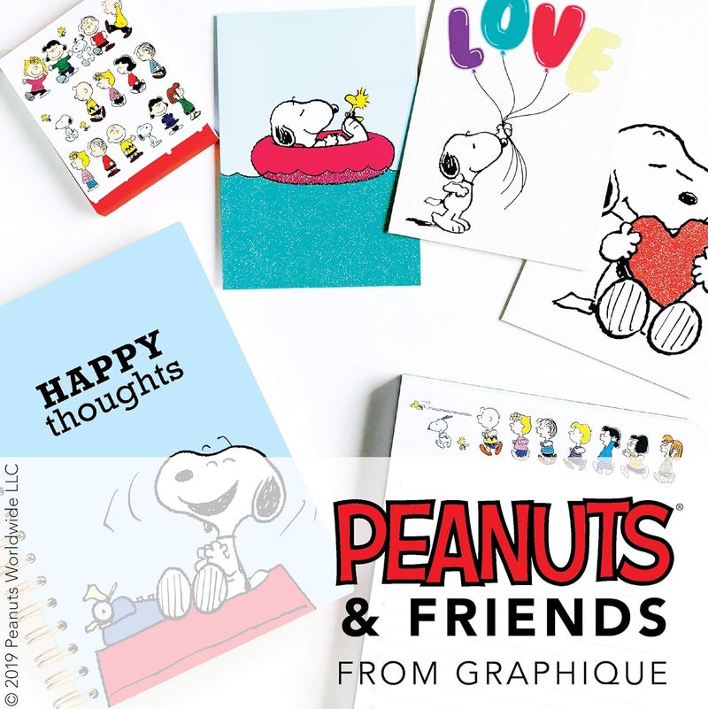 Graphique Peanuts Typewriter Boxed Notecards, 16 Snoopy at Typewriter Cards Embellished with Glitter, with Matching Envelopes and Storage Box, 3.25" x 4.75" - Image 2