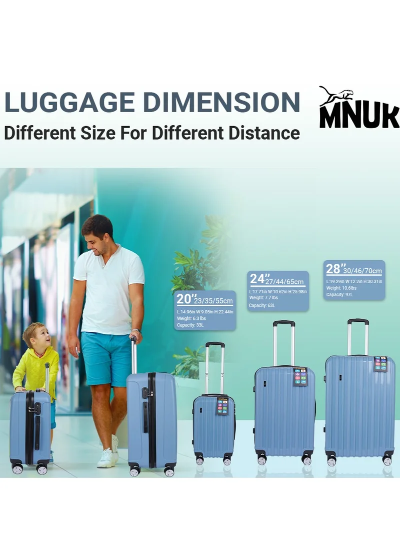 MNUK Viator Set of 3 Luggage | Hard-side Smooth and comfortable Luggage Trolley with TSA Lock | PP Material | Double 360° 8 Wheeler| Cabin, Medium, Large| Blue