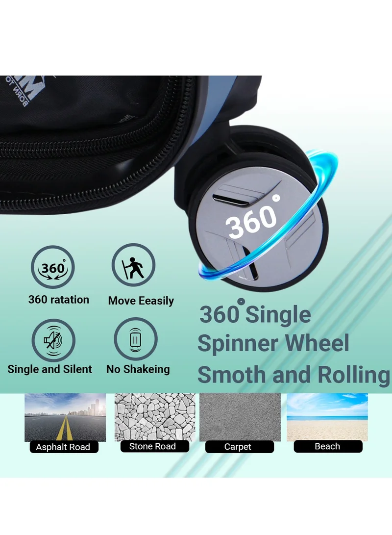MNUK Viator Set of 3 Luggage | Hard-side Smooth and comfortable Luggage Trolley with TSA Lock | PP Material | Double 360° 8 Wheeler| Cabin, Medium, Large| Blue