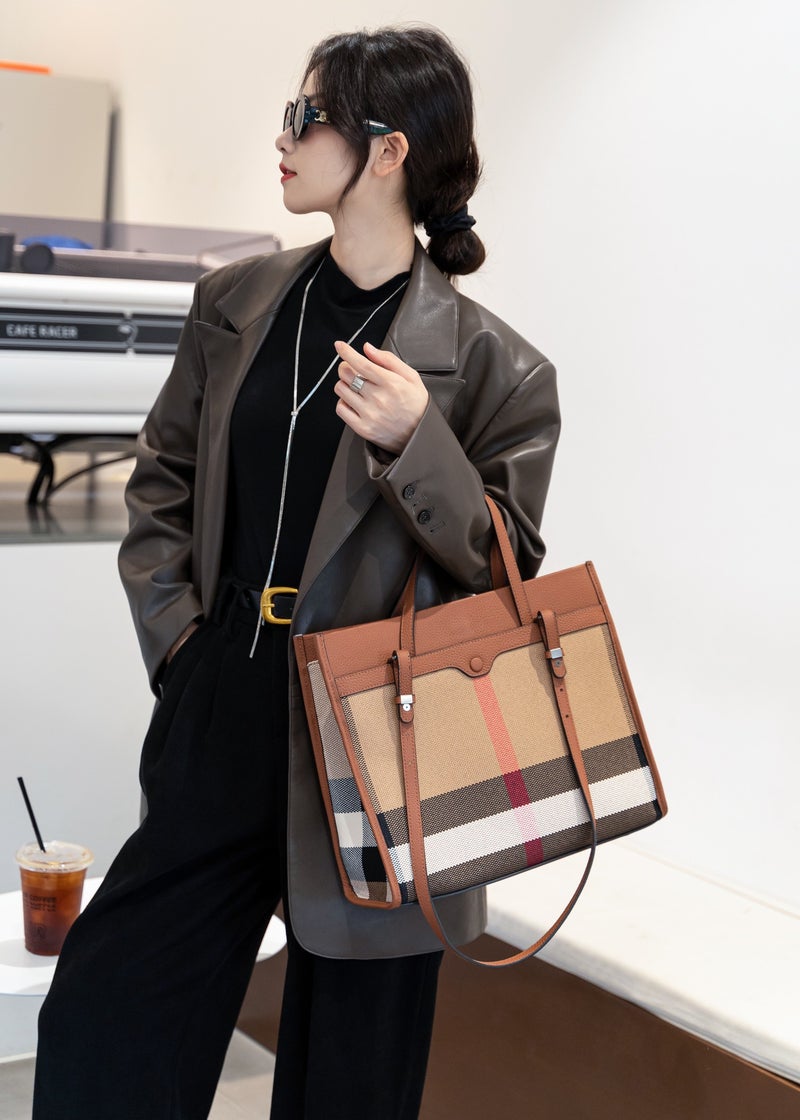 Pformed Top Layer Cowhide Tote Bag Large Capacity Women'S Bag Commuter All-Match Office Handbag Shoulder Bag - Image 1