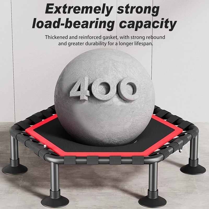 BOOMBOOMBOOM BOOM Indoor Trampoline, 45 Inch Portable Folding Hexagonal Fitness Rebounder, T Shape Adjustable Foam Handle Exercise Rebounder, Exercise Trampoline Body Exercise and Fitness, for Adults and Kids - Image 5