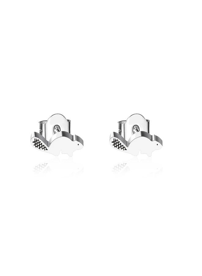 OKEYCH Beaver Lover Gift Beaver Stud Earrings Beaver Merch Who Love Beavers Jewelry (Beaver Stud E 3.0) - Image 1