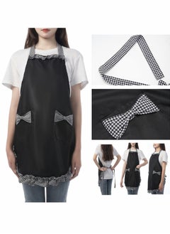 Excefore Women Cute Apron, Ladies Black Aprons With 2 Pockets, Waterproof Kitchen Aprons for Women, Chef Apron for Cooking Baking Gardening, Premium Aprons As Gifts for Mom Wife Girlfriend Grandma-2 Pcs  - Image 4