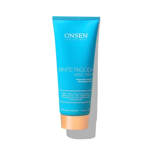 Onsen Japanese Anti Aging Hand Cream  Firming Hand Lotion Features Pagoda Flower Enzyme Wasabi Extract Infusion Hyaluronic Acid and Shea Butter for Clarified and Moisture Rich Skin 45 Oz