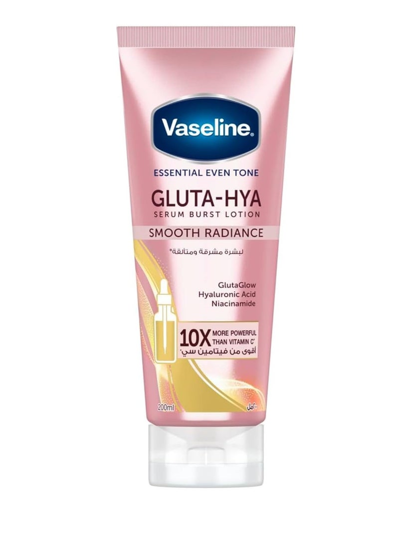 Vaseline Essential Even Tone Smooth Radiance Gluta-Hya Serum Burst Lotion 10X More Powerful than Vitamin C - 200ml - Image 1
