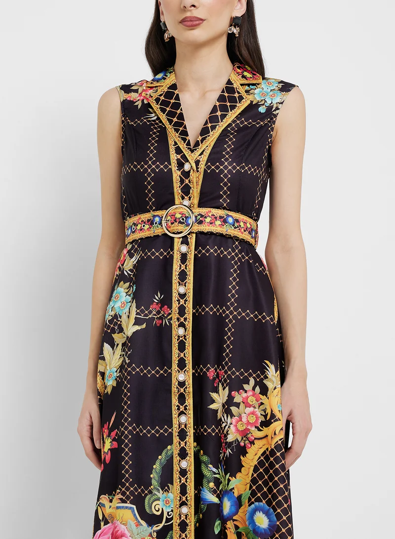 ELLA Floral Print Midi Dress