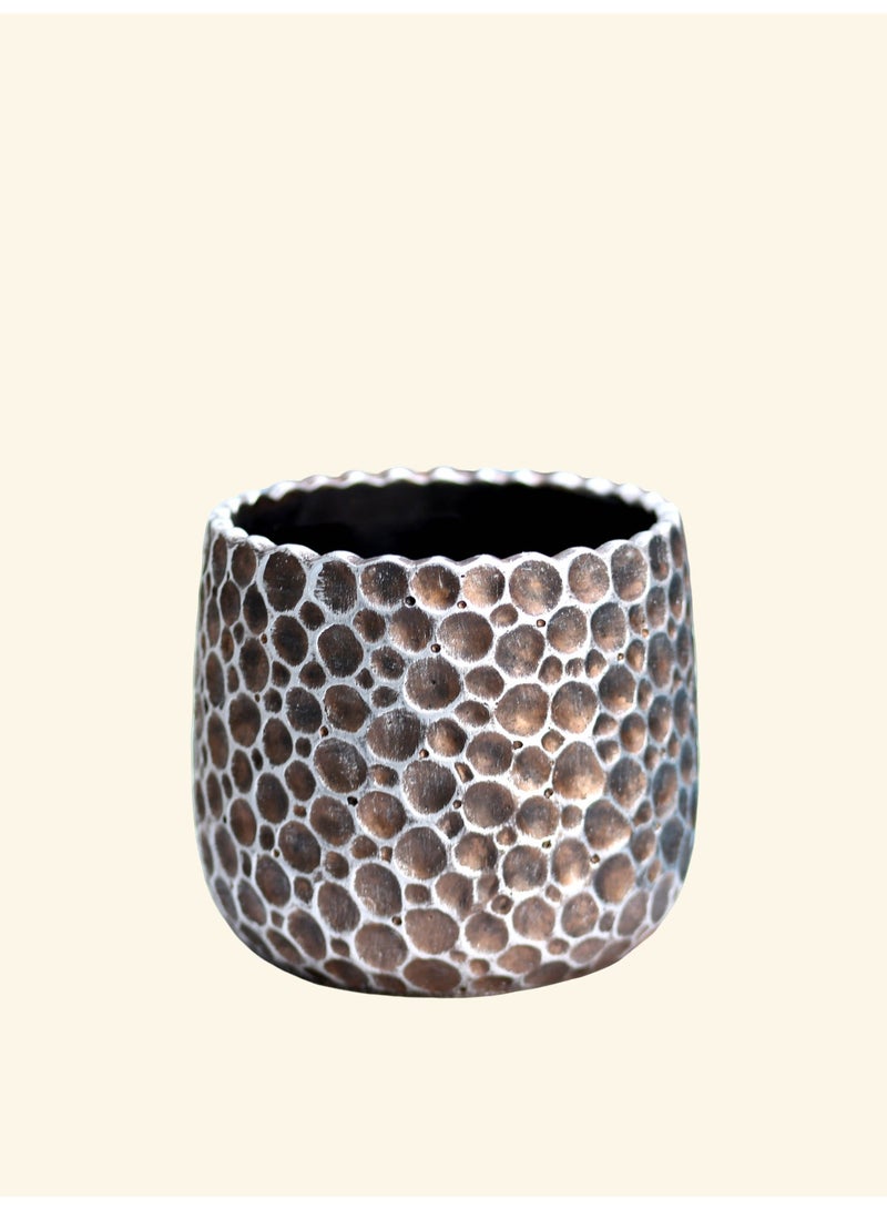Modern Textured Cement Planter (24×21cm) – Sculptural Artistic Flower Pot for Contemporary Spaces - Image 4