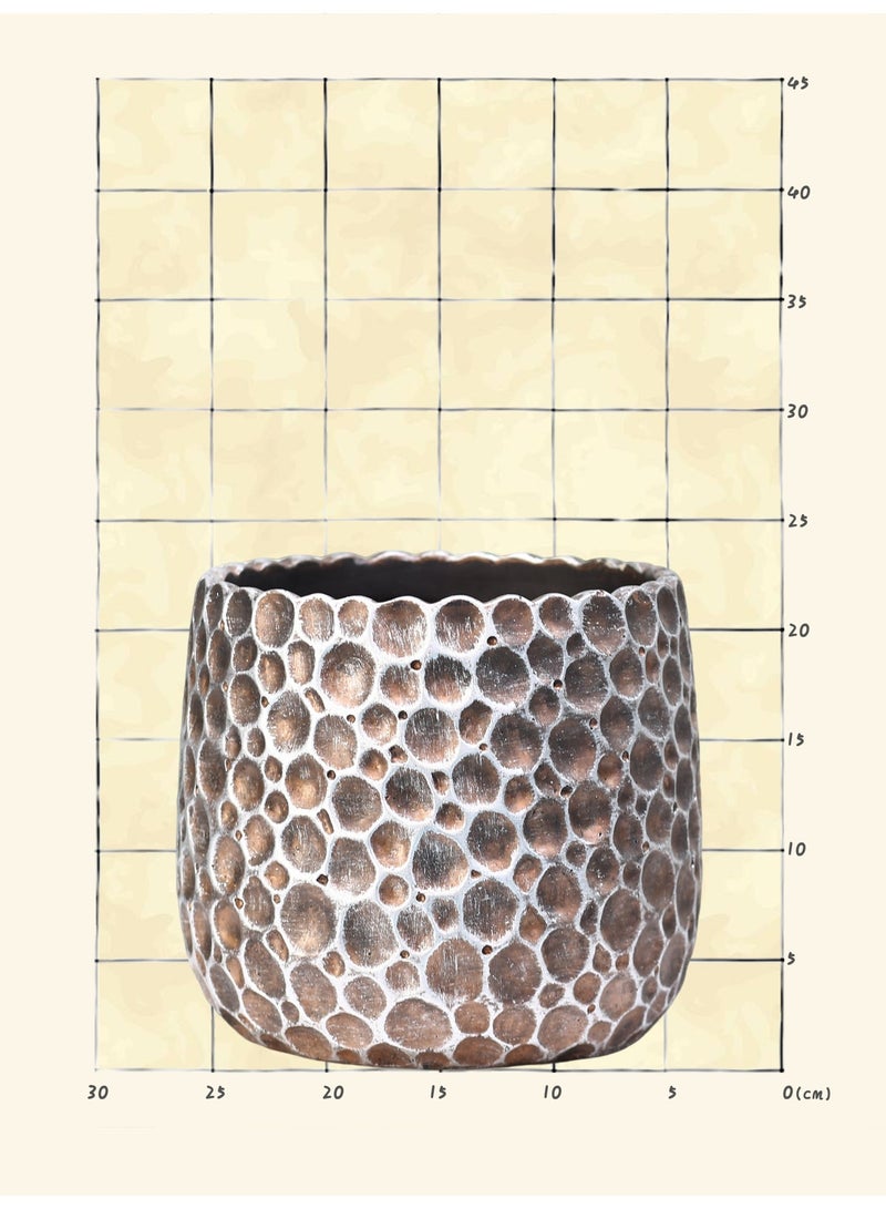Modern Textured Cement Planter (24×21cm) – Sculptural Artistic Flower Pot for Contemporary Spaces - Image 3