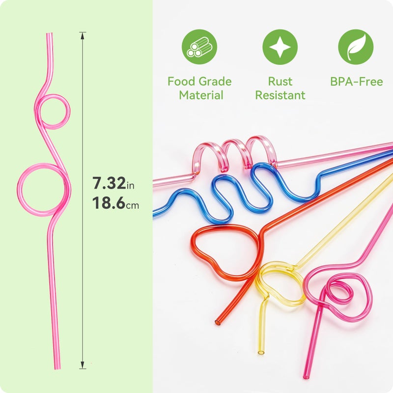 Soledea 12 Pcs Reusable Crazy Silly Straws - Colorful Drinking Straws for Classroom Activities, Valentine's Day, Christmas, Birthday & Wedding Party Supplies Decorations - Image 3