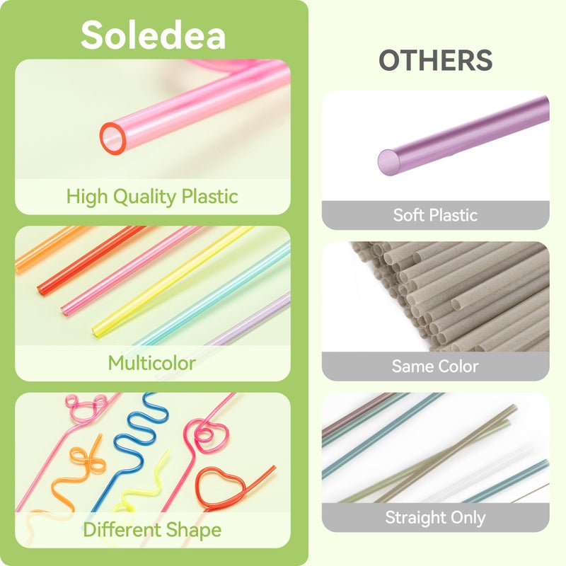 Soledea 12 Pcs Reusable Crazy Silly Straws - Colorful Drinking Straws for Classroom Activities, Valentine's Day, Christmas, Birthday & Wedding Party Supplies Decorations - Image 5