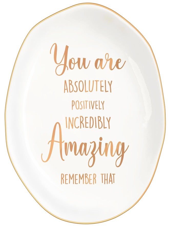 MQPPKJ Inspirational Ceramic Jewelry Tray for Women - You Are Awesome Ring Dish, Unique Gift for Mom, Wife, Friend, Coworker, Birthday, Mother's Day, Christmas, Retirement Gifts (You're Amazing) - Image 1