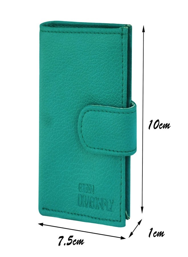 حامل بطاقات من الجلد الصناعي للجنسين بتصميم اليعسوب الأخضر || حامل بطاقات ائتمان || حامل بطاقات هوية (NMB/202306601-Teal) - Image 4