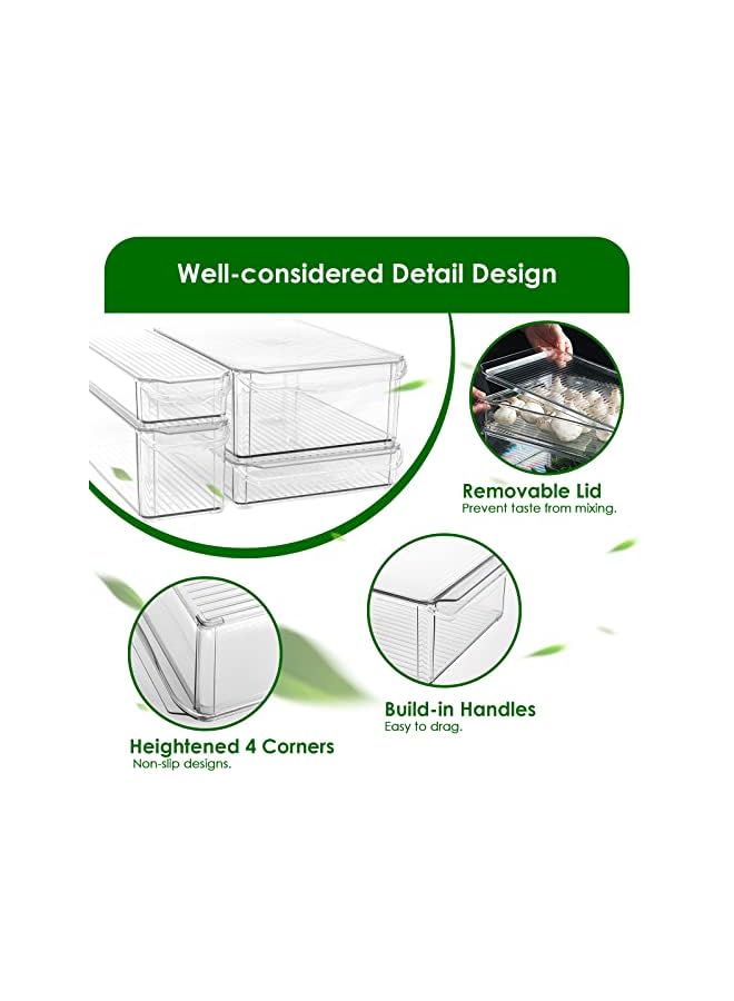 IAF Pack Refrigerator Storage Box Set,Containers for Food Storage,Stackable Refrigerator Organizer Bins with Lids and Handle,Clear Plastic Containers Used for Kitchen Countertops,Freezers and Cabinets - Image 3
