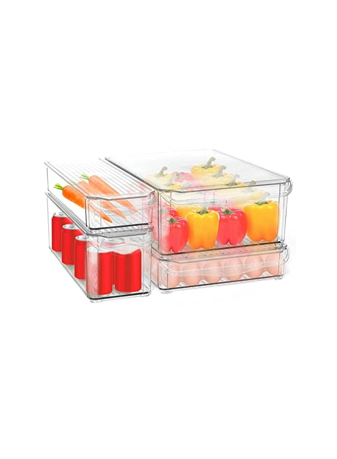 IAF Pack Refrigerator Storage Box Set,Containers for Food Storage,Stackable Refrigerator Organizer Bins with Lids and Handle,Clear Plastic Containers Used for Kitchen Countertops,Freezers and Cabinets - Image 2