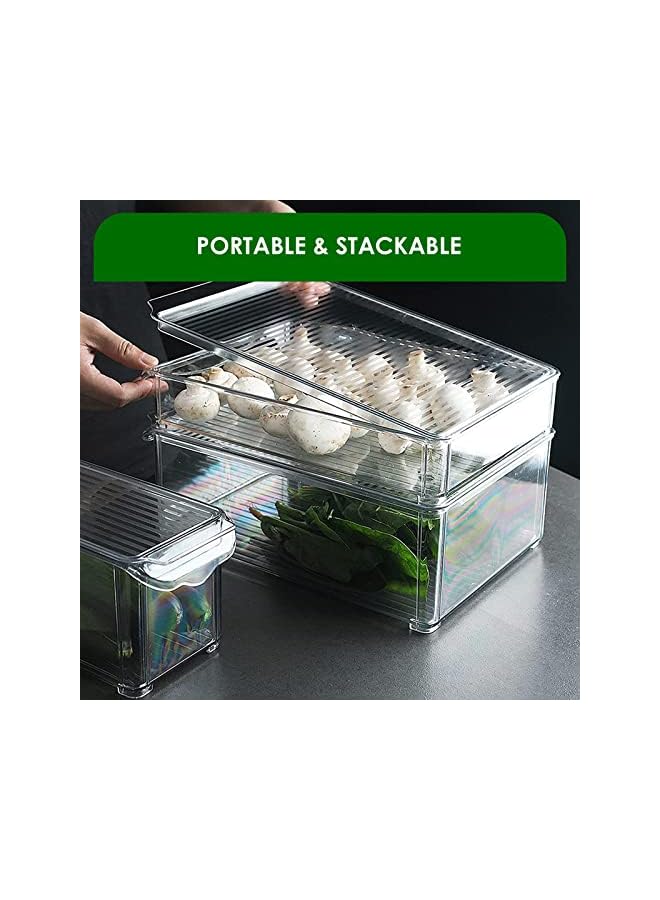 IAF Pack Refrigerator Storage Box Set,Containers for Food Storage,Stackable Refrigerator Organizer Bins with Lids and Handle,Clear Plastic Containers Used for Kitchen Countertops,Freezers and Cabinets - Image 4