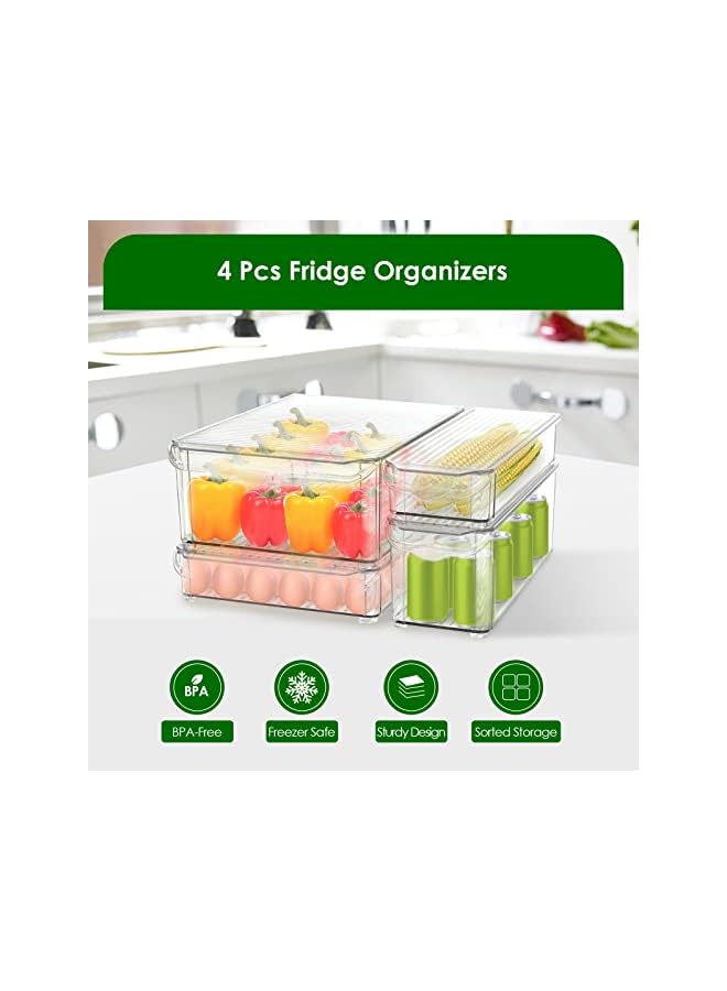 IAF Pack Refrigerator Storage Box Set,Containers for Food Storage,Stackable Refrigerator Organizer Bins with Lids and Handle,Clear Plastic Containers Used for Kitchen Countertops,Freezers and Cabinets - Image 5