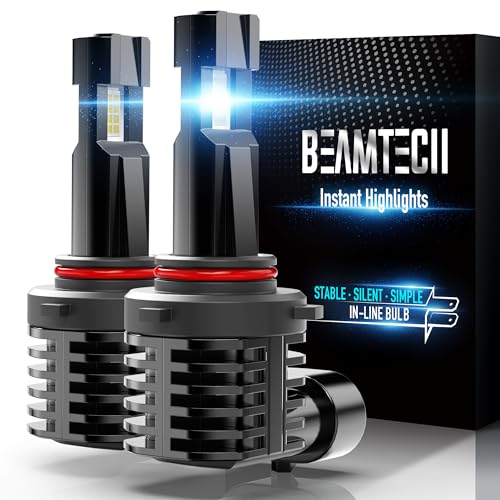 BEAMTECH 9012 Bulb Fog Light Bulbs for ATV UTV Fanless in Line HIR2 6500K Xenon White Of 2