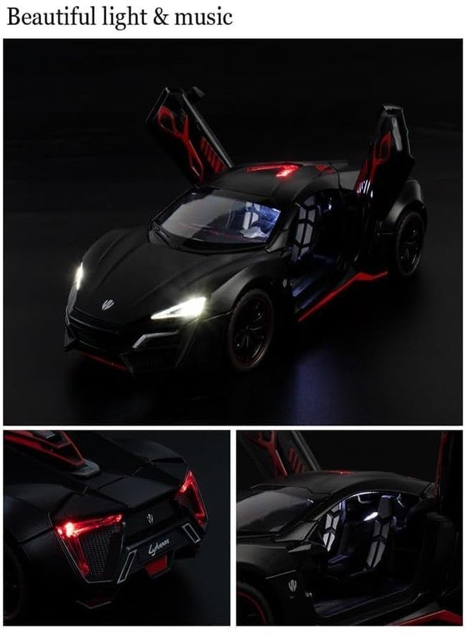 PEZYOX LYKAN HYPERSPORT Sport 1:24 Big Size Diecast Scale Model Alloy Metal Pull Back Toy car for Kids with Openable Doors & Light, Music Toy Vehicle for Kids - Colors as Per Stock (Black) - Image 5