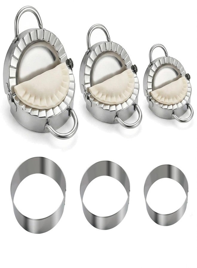 HOYDATE 304 Stainless Steel Dumpling Maker Set - Professional 6-Piece Dumpling Press & Empanada Mold Kit (2.9", 3.3", 3.7") Heavy Duty Rust-Proof Pierogi Maker for Gyoza & Ravioli Dishwasher Safe - Image 1