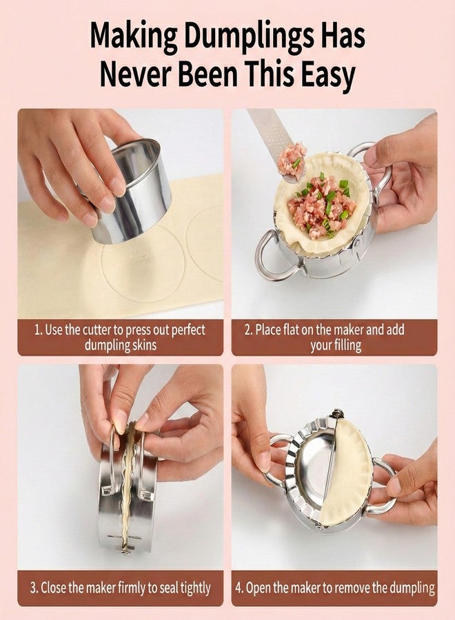 HOYDATE 304 Stainless Steel Dumpling Maker Set - Professional 6-Piece Dumpling Press & Empanada Mold Kit (2.9", 3.3", 3.7") Heavy Duty Rust-Proof Pierogi Maker for Gyoza & Ravioli Dishwasher Safe - Image 2