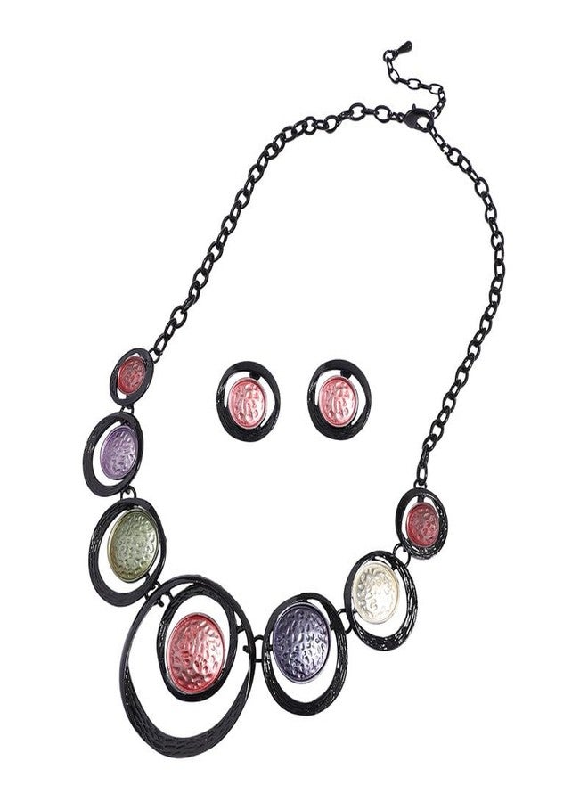 SOHI Women's Dented Circular Jewellery Set For Casual Wear | Multicolour Colour | Alloy Material | Lobster Clasp Closure | Metallic Jewellery Set | Jewellery Set For Woman & Girls (9806) - Image 1