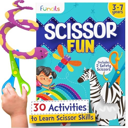 Funcils Toddler Scissor Skills Art Supplies Crafts Kit for Kids Safety Scissors Fine Motor Toys Montessori Gifts for Boys Girls Ages 3 4 5 6 7 Year Old Preschool Learning Activity Books - Image 1