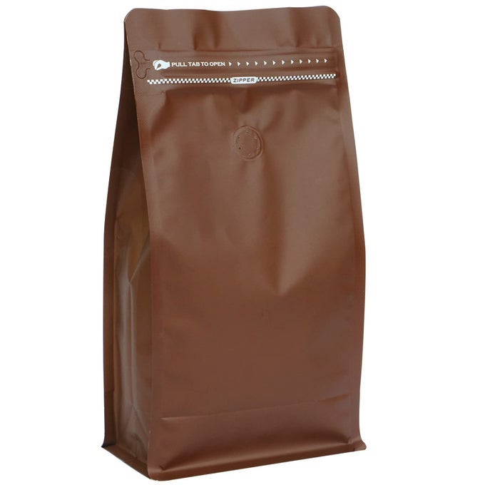 COFFEE BAGS WITH VALVE50PCS16 OZ BROWN HIGH BARRIER ALUMINUMED FOIL FLAT BOTTOM STANDING COFFEE BEANS STORAGE BAGSREUSABLE HEAT SEALABLE SIDE ZIPPER POUCHES FOR HOME OR STORE