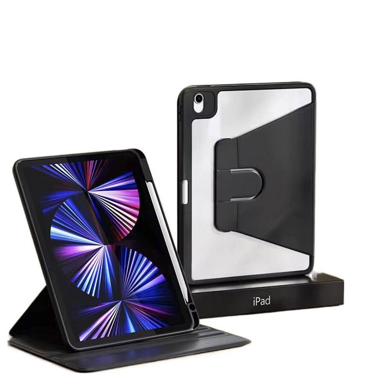 AD Black Samsung Tab Rotating Case Compatible with Multiple Samsung Tab Models with Pencil Holder with Protective Cover Stand Function and Daily Tablet Carry - Image 1