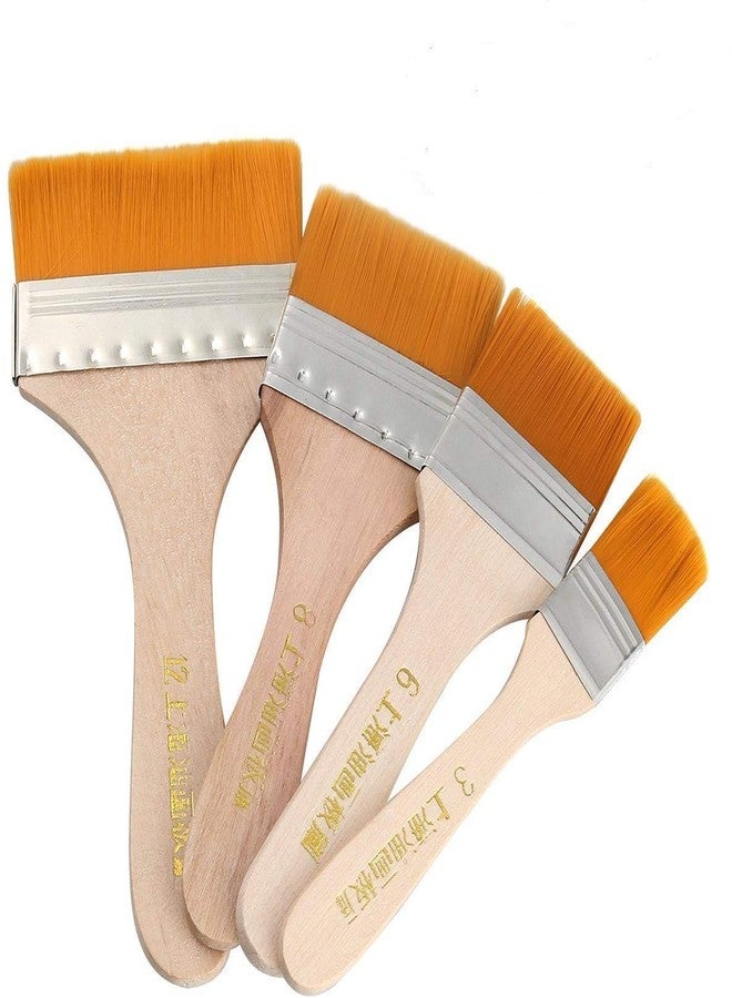 bolt bee Professional Painting Brush Set, Soft Bristles, for Acrylics, Watercolour and Oil Paints (4Pc Paint Brush Brown) - Image 1