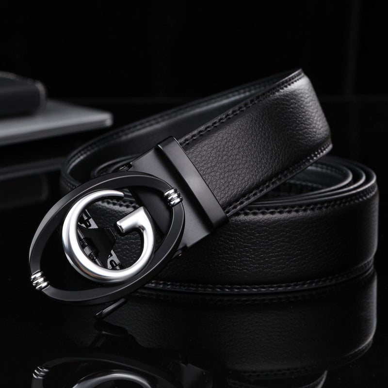 Civantiya Civantiya Ratchet Belt for Men, Mens Belt Leather Designer 1 3/9" for Casual Jeans, Black Fashion Belts  - Image 3