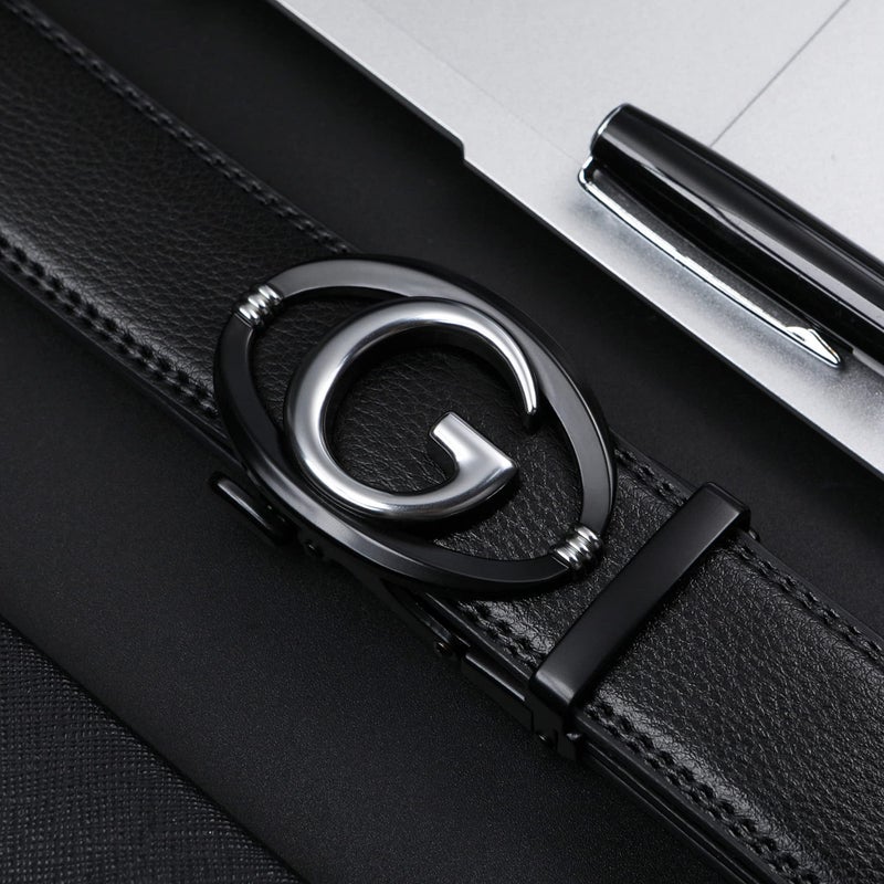 Civantiya Civantiya Ratchet Belt for Men, Mens Belt Leather Designer 1 3/9" for Casual Jeans, Black Fashion Belts  - Image 4