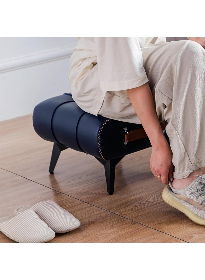 HXDream مسند قدم أوتومان مع أرجل معدنية، مسند قدم من جلد صناعي، مسند أحذية، مقعد أحذية، مسند قدم أنيق ووظيفي لمزيد من المقاعد في غرفة المعيشة، المدخل، المكتب - Image 3