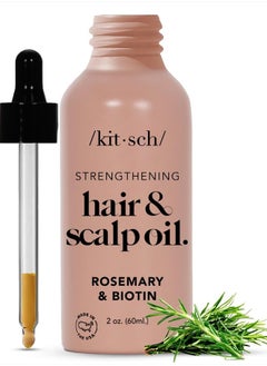Kitsch Rosemary Oil for Healthy Scalp, Pre Wash Scalp & Hair Oil Infused with Biotin, Hair Strengthening Treatment, Nourishing & Volumizing in Recycled Bottle, 60 mL  - Image 1